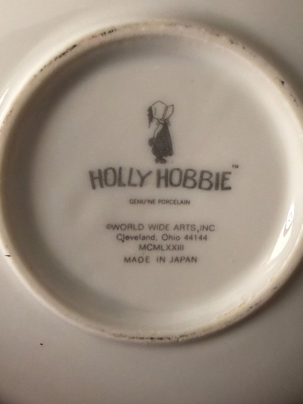 Vintage Holly Hobbie Set Five 3.5" Trinket Coasters Dishes Porcelain Japan 1973 - Picture 2 of 7